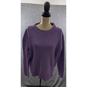 Time and Tru Women's Sweater Knit Crewneck Pullover Long Sleeve Purple Size L